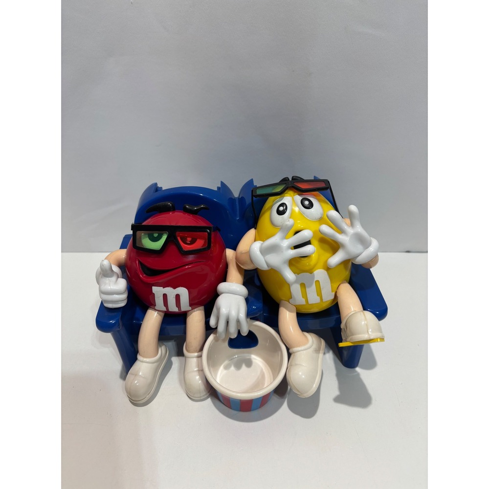 M&M's Candy Dispenser Movie Theater Red & Yellow 3D Glasses Blue Seats Vintage